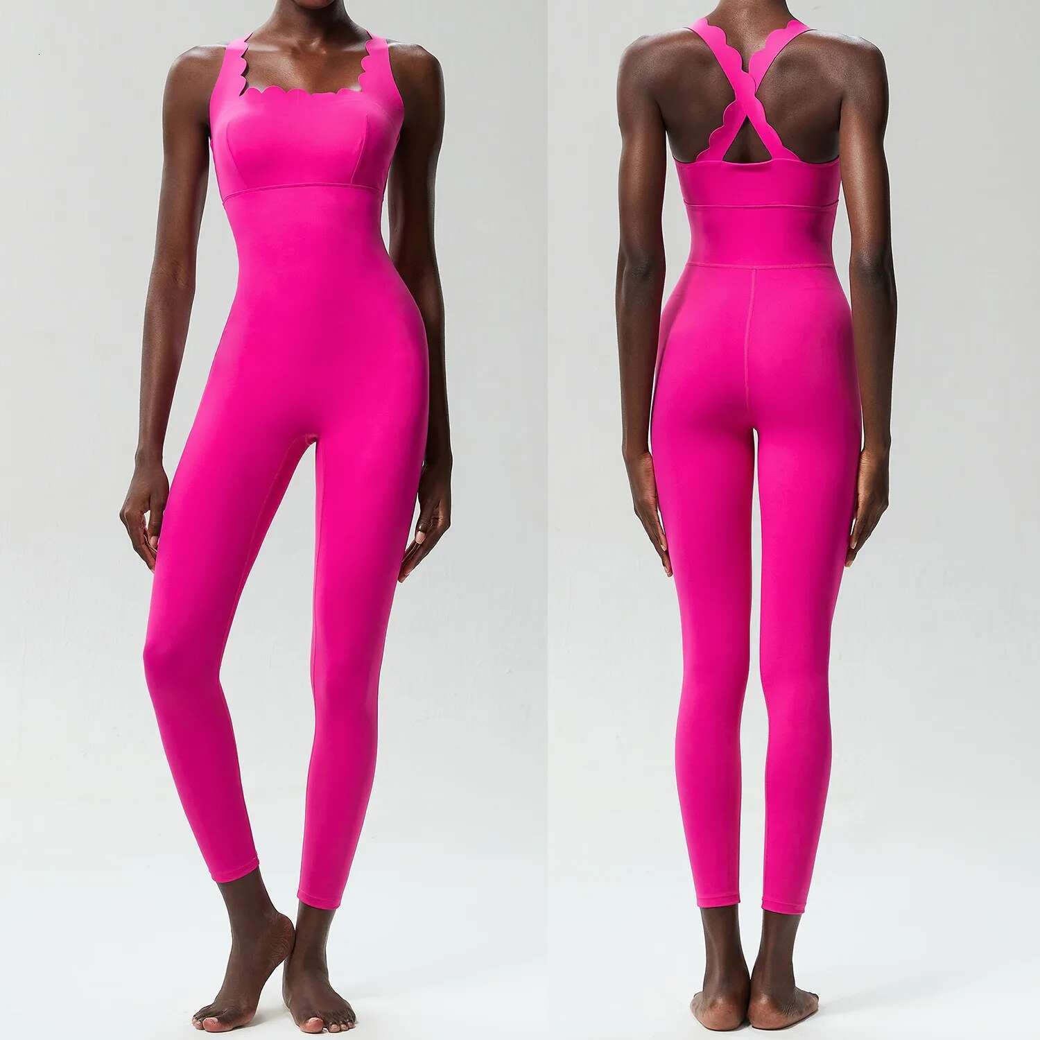 Yoga Jumpsuits With Lotus Hem&Chest Pads All In One Pieces Fiess Rompers Super Stretchy Slim Fit Bodysuits Dancing Overalls