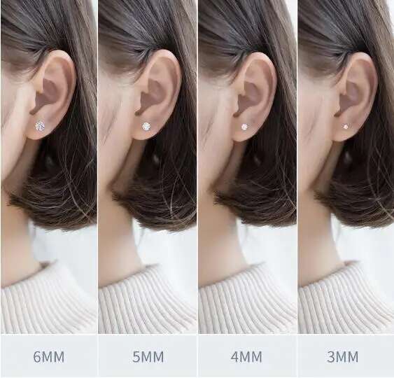 CAT 0.5-1.2 Carat D Color Moissanite Ear Stud Earrings For Women Sterg Sier Sparkg Piercing Earring Fine Jewelry