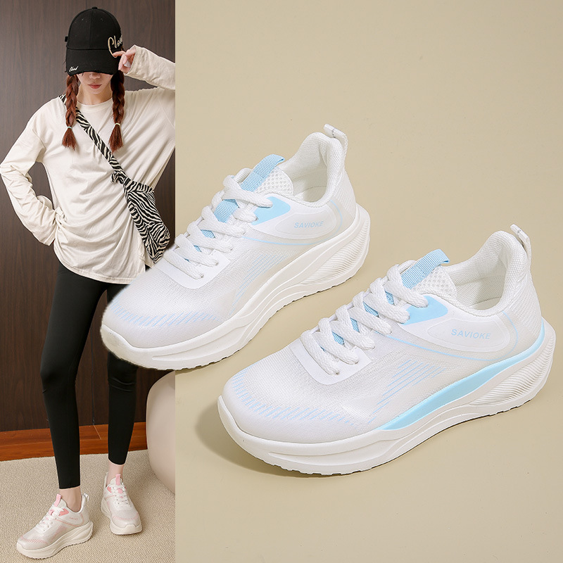 2025 spring new breathable flying weaving shoes ins student casual shoes female thick soled running women's shoes 35-40