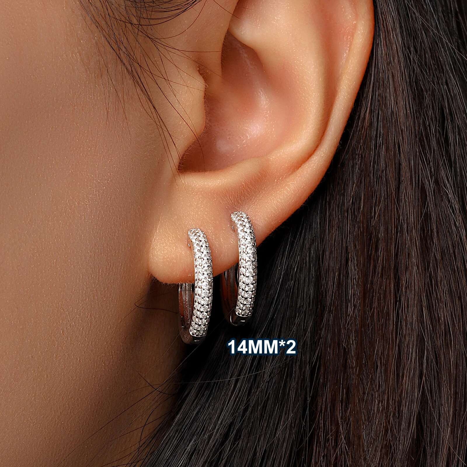 Sparkg Full Real Moissanite Round Hoop for Women 100% Sterg Sier Stud Earrings Wedding Party Jewelry Gifts