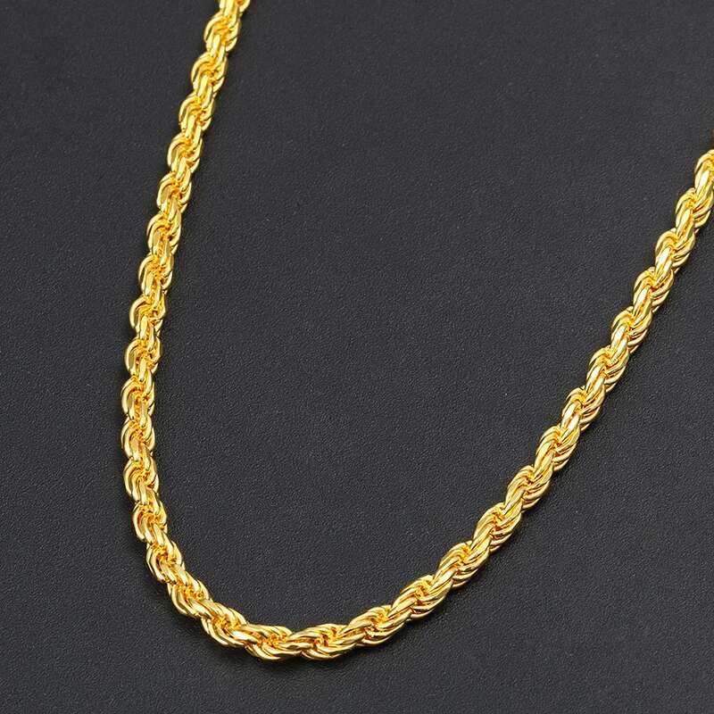 PureMax 3MM Gold Plated S Sterg Hip Hop Twist Chain Sier Women Men's Necklace Jewelry Gift
