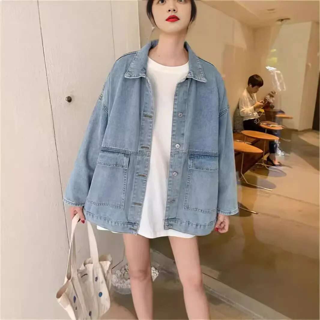 2021 New Style Korean Loose Fit Slimming Denim Jacket Long Sleeve For Women Fashionable French Top Trendy Versatile