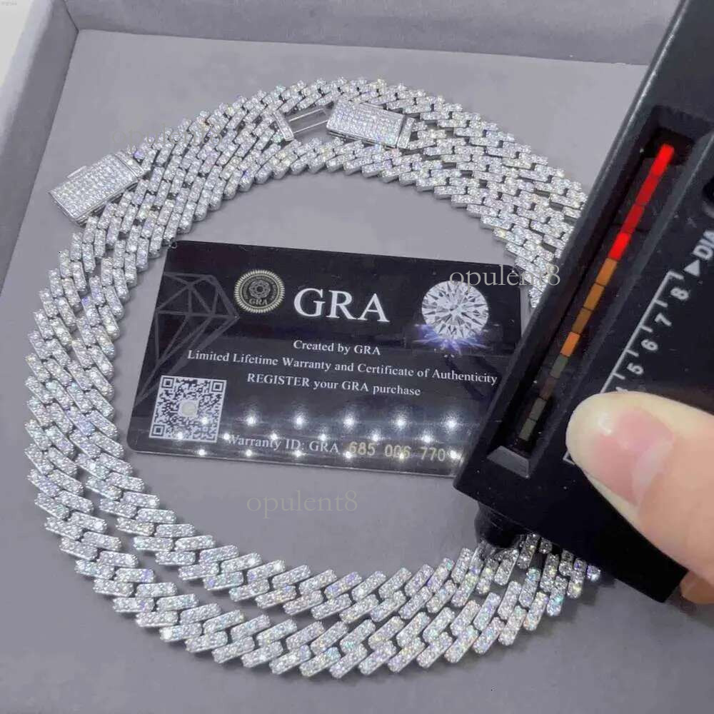 Pass Dia Tester Iced Out Vvs Moissanite Sterg Sier 10mm Cuban k Chain