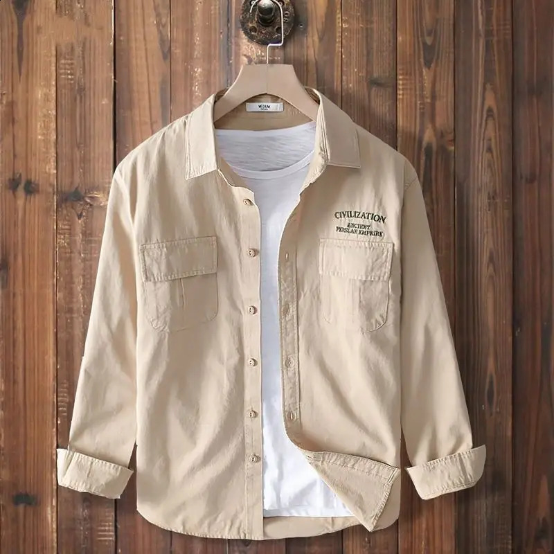 Spring Autumn Fashion Turn-down Collar Long Sleeve Solid Mens Clothing Blouse Casual Loose All-match Trend Simplicity Shirts 250225