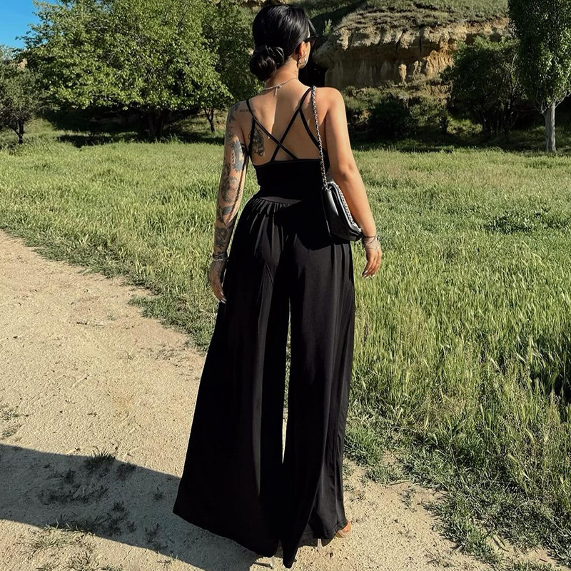 Hot Selg Women's Clothing In The Summer Of New4, New Fashionable And Sexy Backless Camisole Loose Jumpsuit