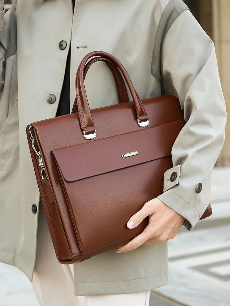 Executive Briefcases For Men PU Leather Designer Password Lock Business Office 15.6 Inch Laptop Handbag Messenger Bag