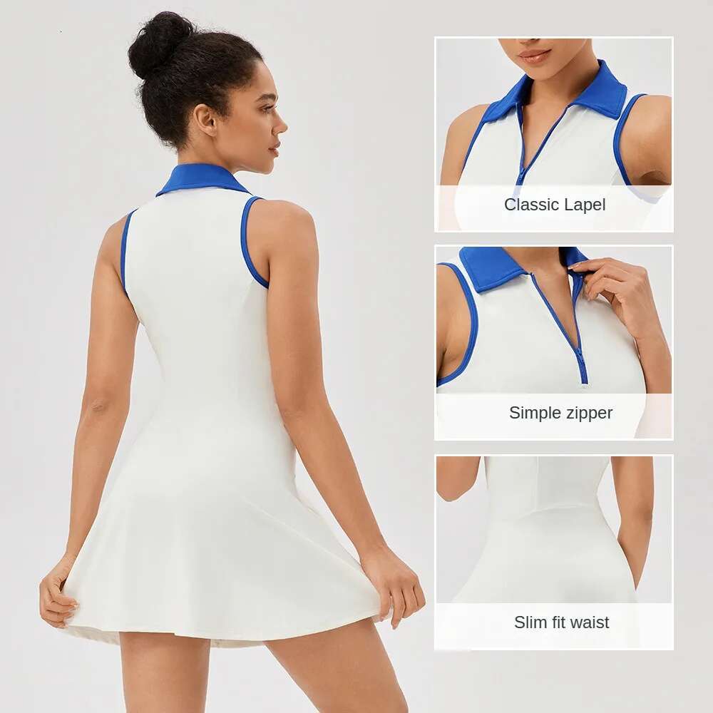 Flip Collar One-Piece Tennis For Women, Quick Drying, Breathable, Sports And Leisure Fiess Dress 42157
