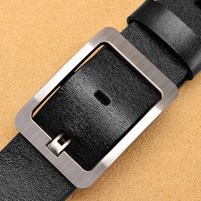 Genuine Leather For Mens High Quality Buckle Jeans Cowskin Casual Belts Business Cowboy Waistband Male Fashion 250227