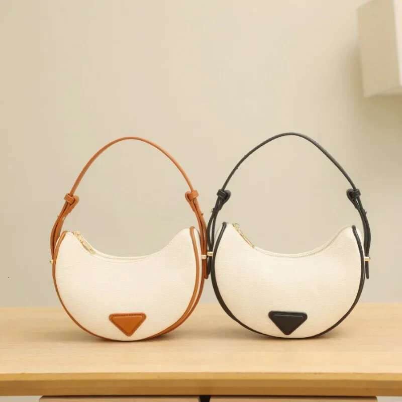Simple Canvas Half Moon Shoulder Bags For Women Designer Female Hobos Handbag Chain Crossbody Bag Bolsas Feminina