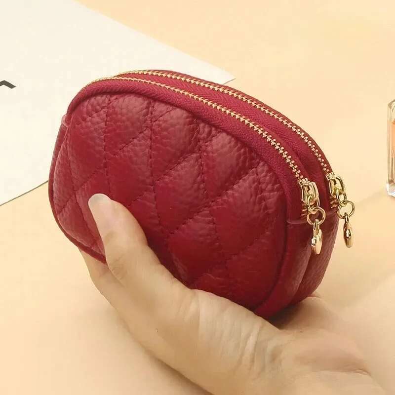 Fashion Women's Mini Leather Card Holder Coin Wallet Small Wallet Zipper Keychain Women's Handbag