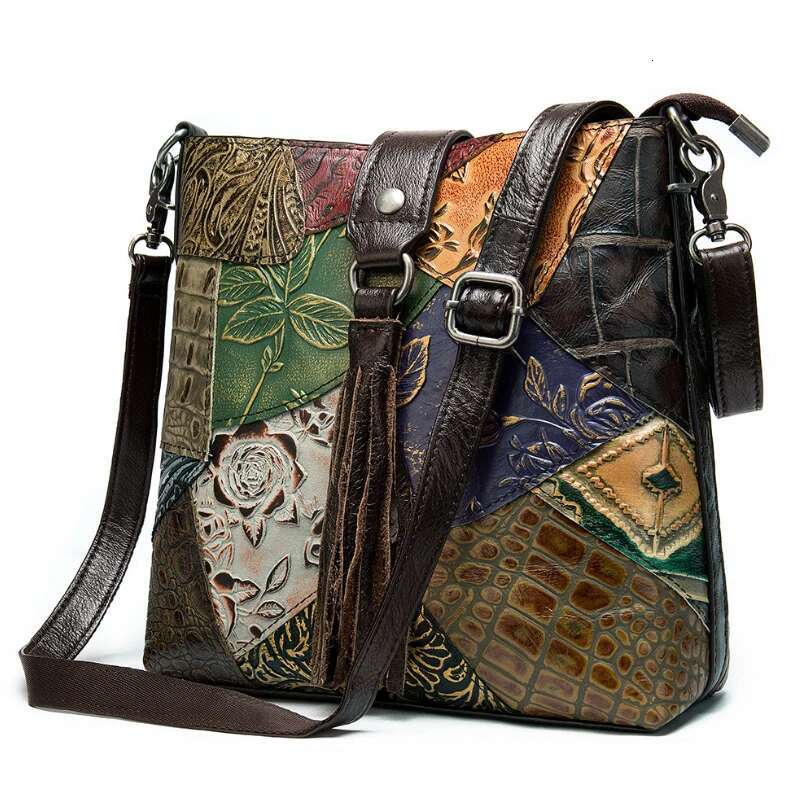 MAHEU Fashionable Women Shoulder Ethnic Style Genuine Crossbody Bags Of Female Ladies Patchwork Leather Sg Bag