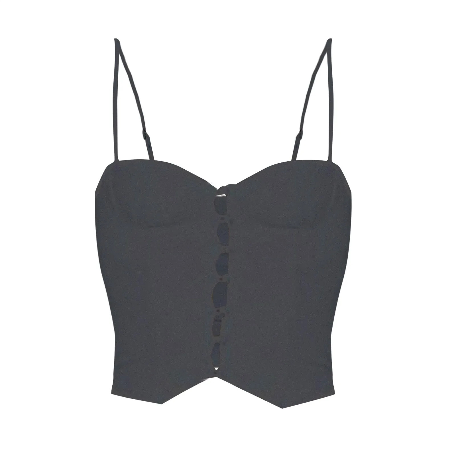 Sexy Camis summer casual low cut bra button tight corset solid waist retro Camisole Tee streetwear basic crop top Camisas 250224