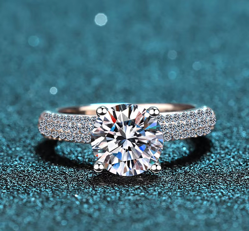 Silica ring women, 2ct quad wedding ring, sier and gold plated, 950 platinum plated for women