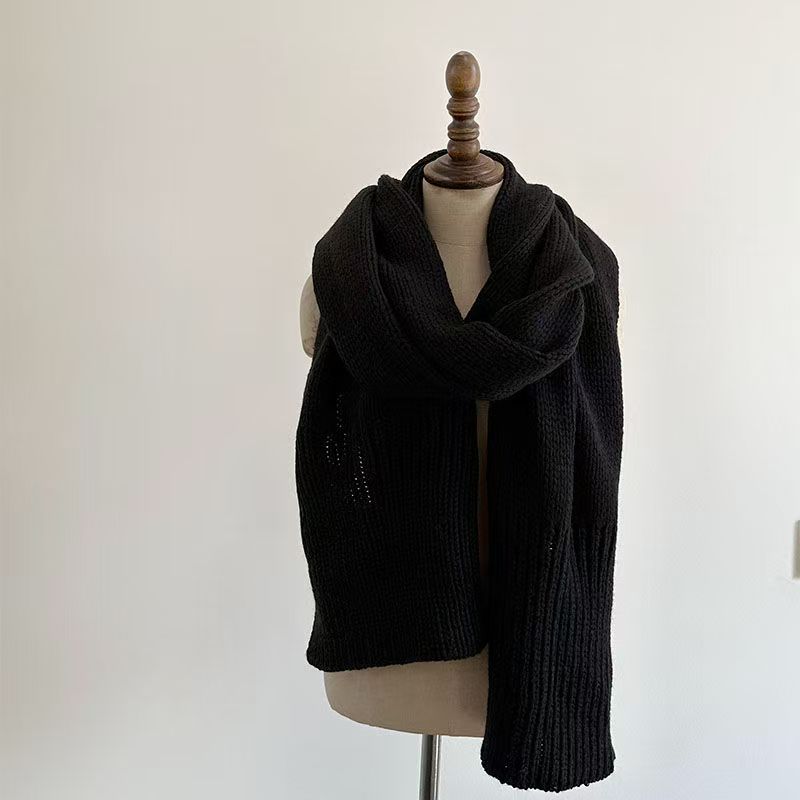 T210 new knitted wool student scarf winter Korean version thick warm solid color couple neck scarf autumn and winter all-match