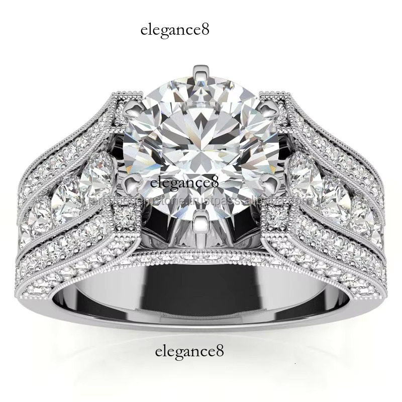 Unique Moissanite Cathedral Engagement Ring with Milgrain Accents for Women Igi Certified Dia Fancy New Pattern