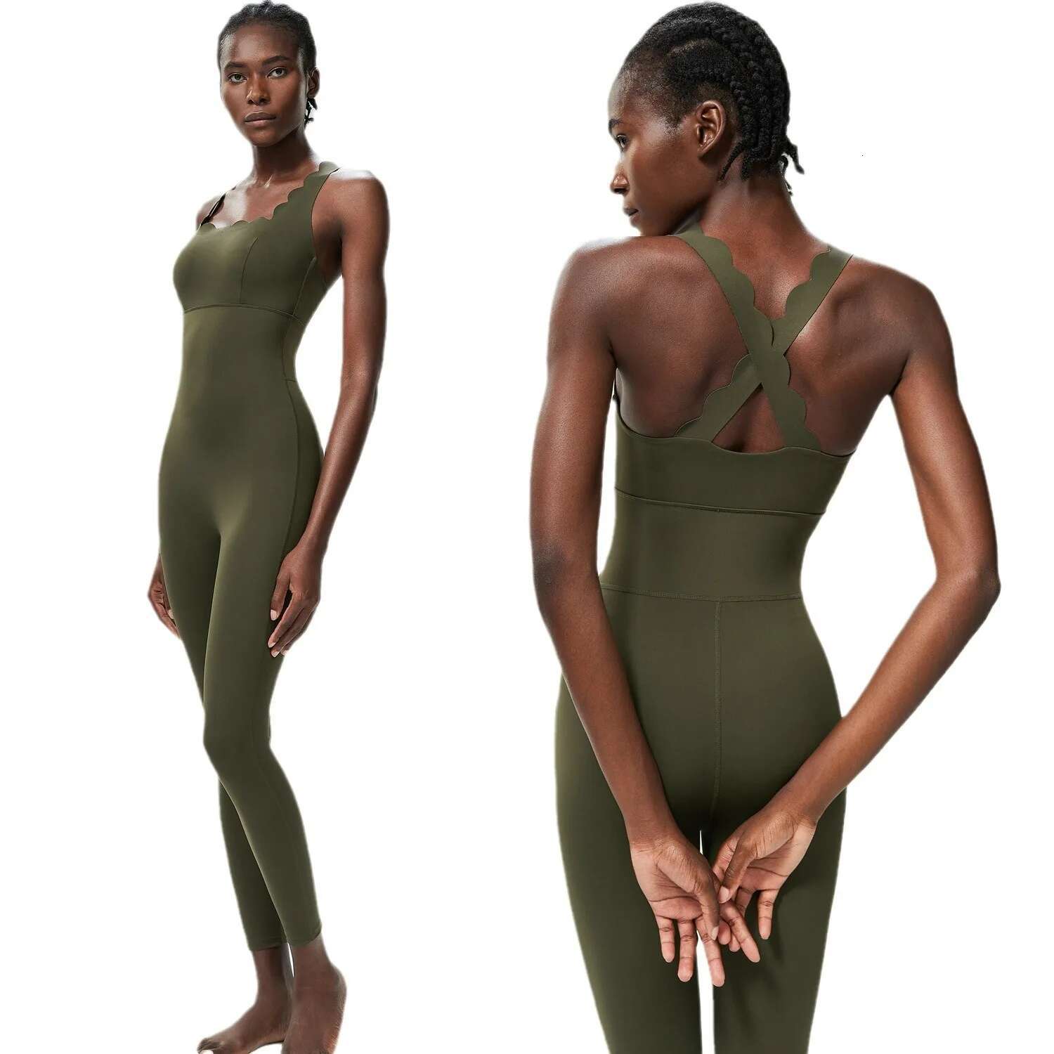 Yoga Jumpsuits With Lotus Hem&Chest Pads All In One Pieces Fiess Rompers Super Stretchy Slim Fit Bodysuits Dancing Overalls