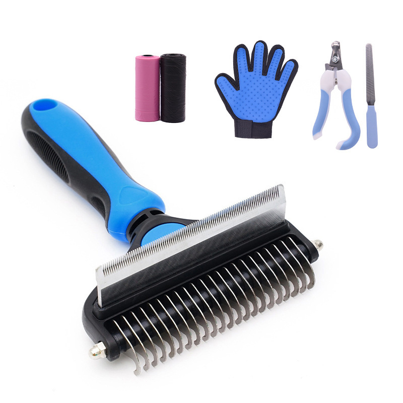 Pet Cleaning Nail cut Knot Opening Comb And Hair Removal Gloves Cat Brush Grooming Set
