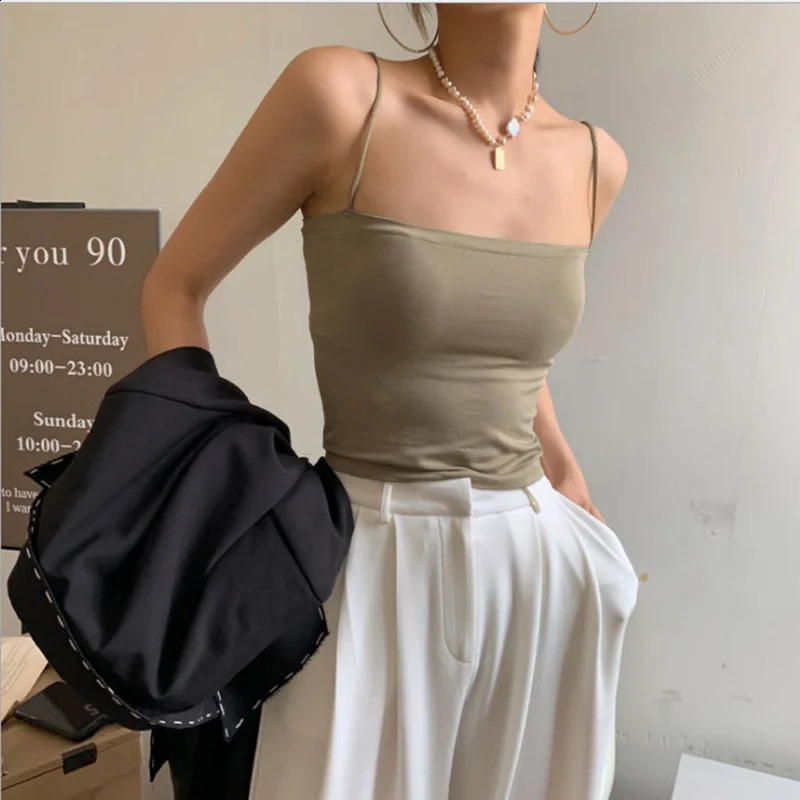 Top Female Sexy Bras Spaghetti Strap Crop Tops Fashion Camisole Wirefree Brassiere Seamless Underwear Top Tank Top 250224