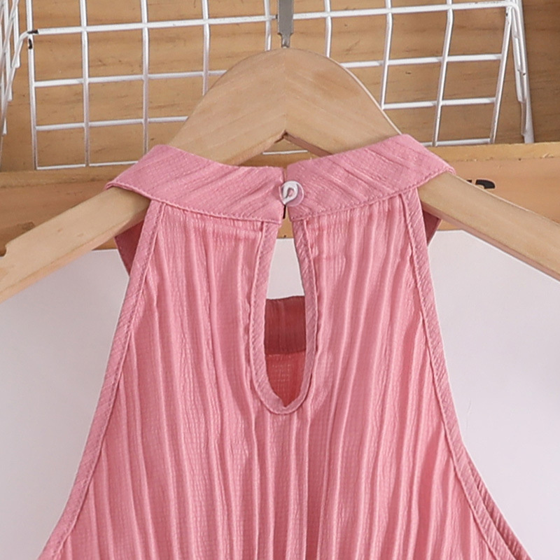 Girls Summer New Pink Sleeveless Top + Pink Pants Stylish Birthday Party Vacation Holiday Daily Casual Sweet Two Piece Set D264