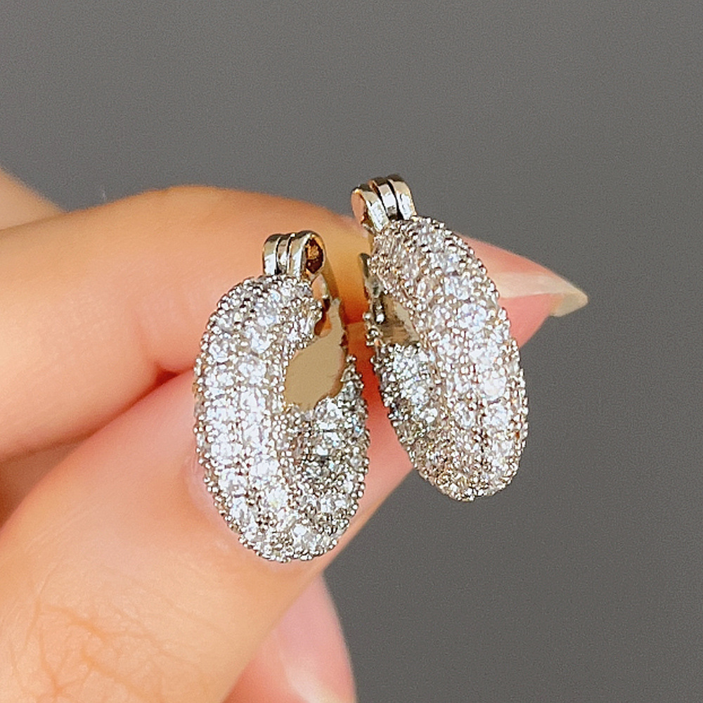 Stud Earrings Luxury 925 Sterling Silver U Shape Earrings Women Vintage Diamond Stud Platinum Crystal Stud Earrings Fashion Jewelry Exquisite Gift