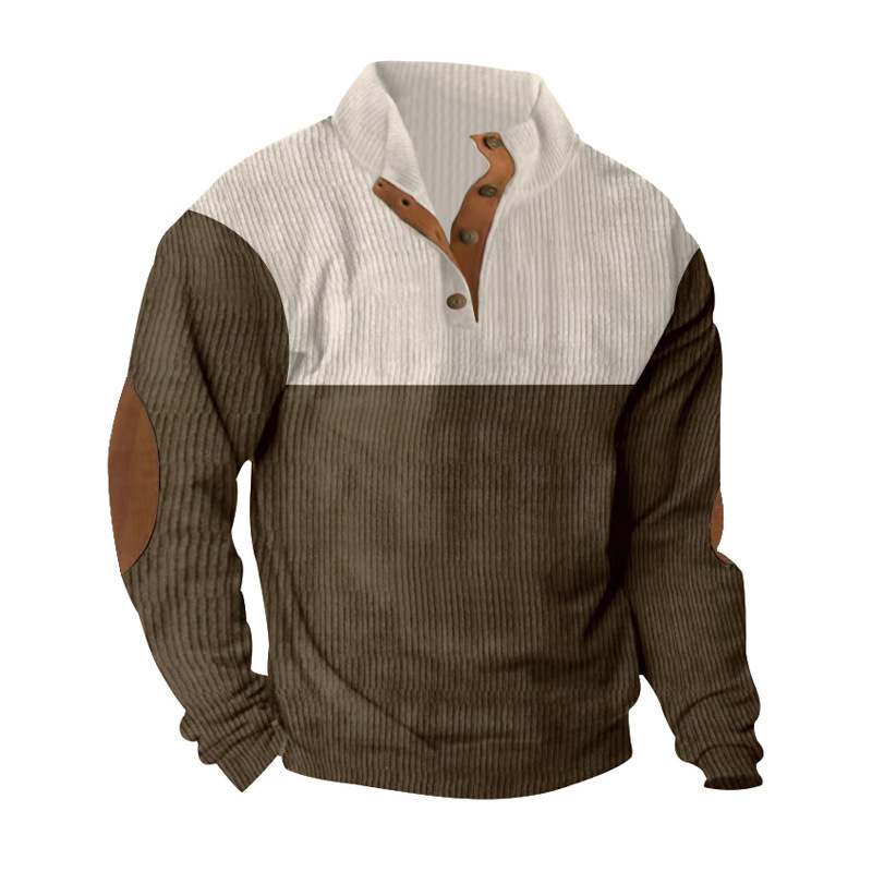 JA03012 Large size autumn and winter men's casual color matching lapel sports sweatshirt