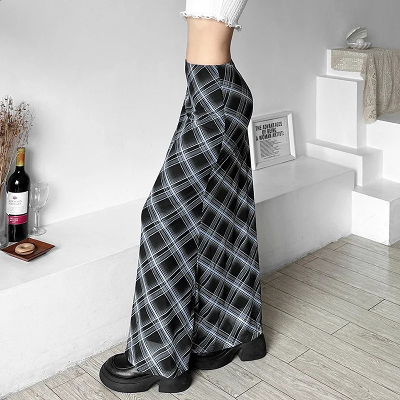 Aesthetics Retro Plaid Print Mesh Long Skirts Y2K Vintage 90s Low Waist Double Layer Straight Midi Skirt Korean Fashion Clothes 250228