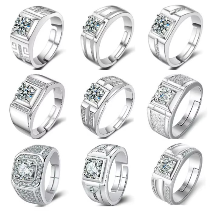 Moissanite Dia Mens Engagement Sier Rings Gemstone Stainless Steel Fashion Jewelry Ring for Men
