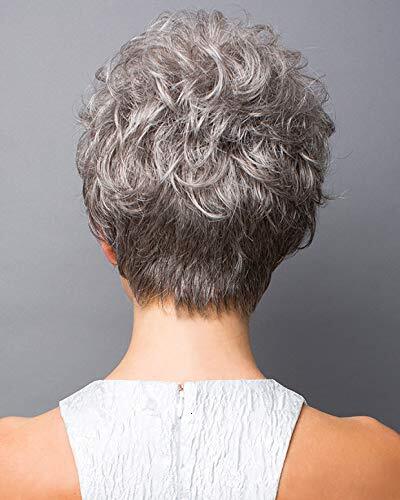 HAIRCUBE women's short curly e Cut gray easy care real hair wig