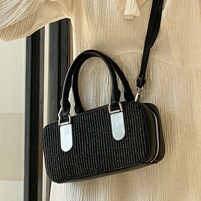 England Style Straw Bags For Women Designer Handbags And Purses New In PU Sequined Top Handle Box Pillow Shoulder