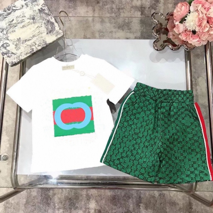 New designer children's clothing collection Classic brand Baby Boys and girls clothing sets Fashion short sleeve pure cotton sets size 90cm-160cm A7