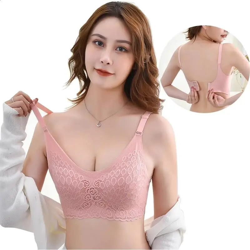 Adjustable Rear Buckle Gathered Bra Thailand Latex 40 Womens Underwear Seamless Push Up Bralette Removable chest cushion 250224