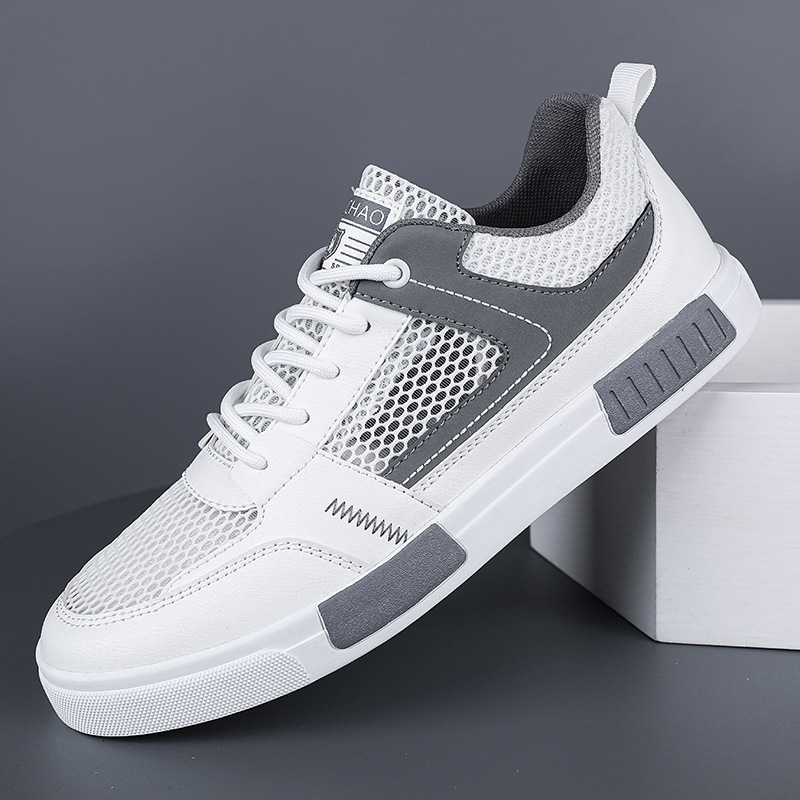 Mesh Summer Hollow Mesh Breathable Thin Board Men's Casual Versatile Height Increasing Anti Slip Sports Trendy Shoes