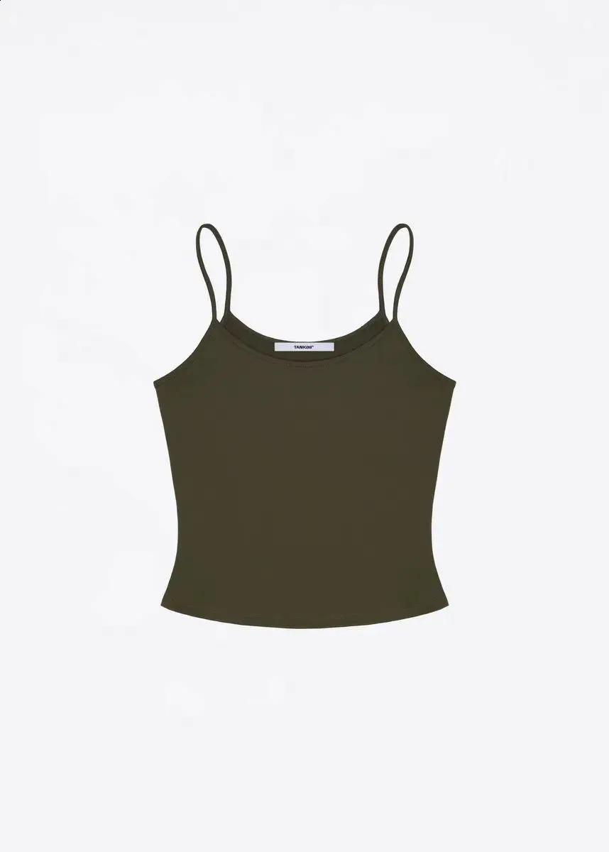 Tank A cherry red camisole olive green/purple/gray short top basic versatile high elasticity skin hugging for women 250224