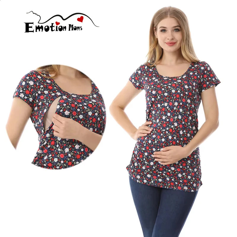 Short Sleeve Pregnancy Maternity Clothes Printing Breastfeeding Tops Nursing Tees Clothes for Pregnant Women Nursing T-shirt 250228