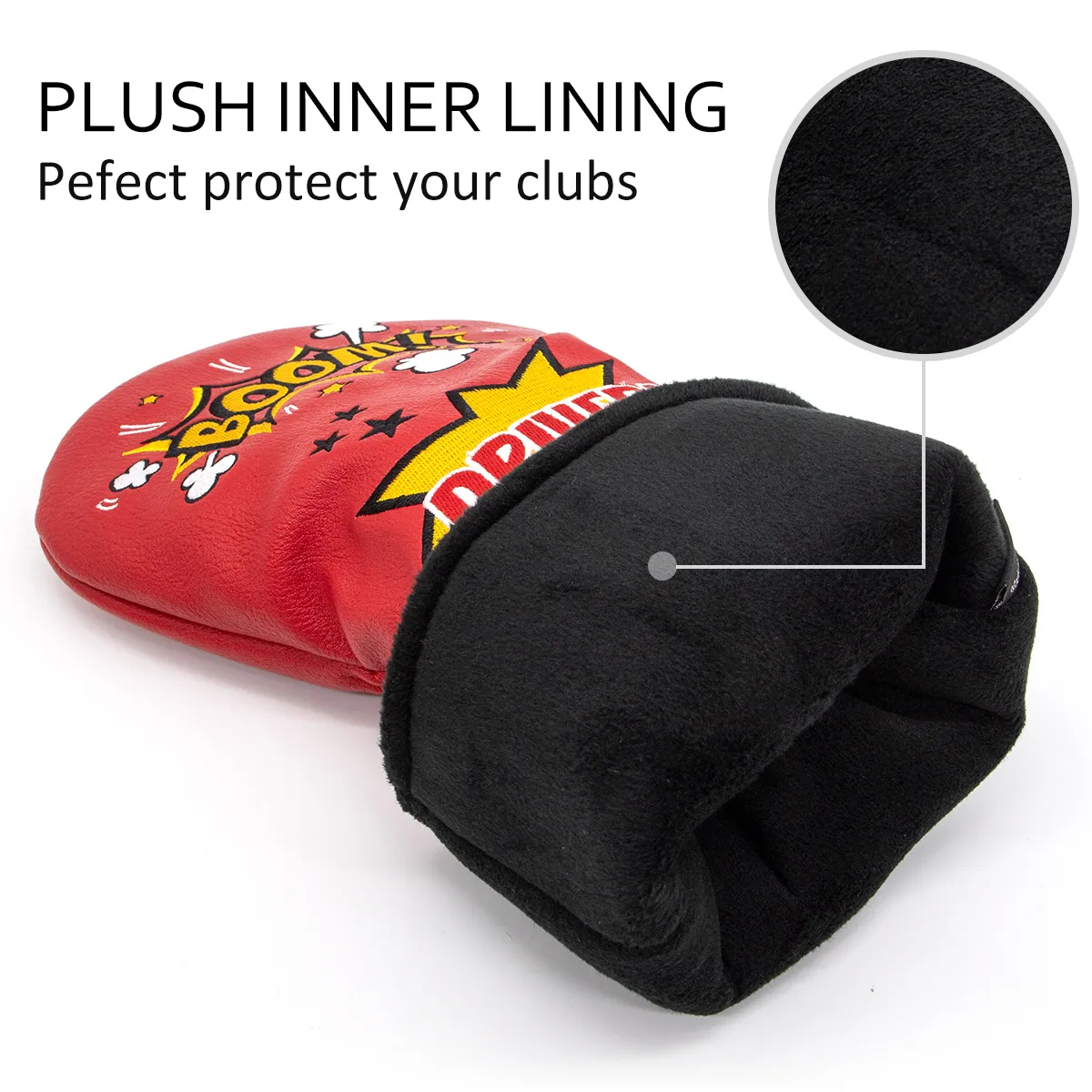Golf Club Headcovers Wood Head covers Booms Design Driver Fairway Hybrid Woods Headcover Red PU Premium Leather Head