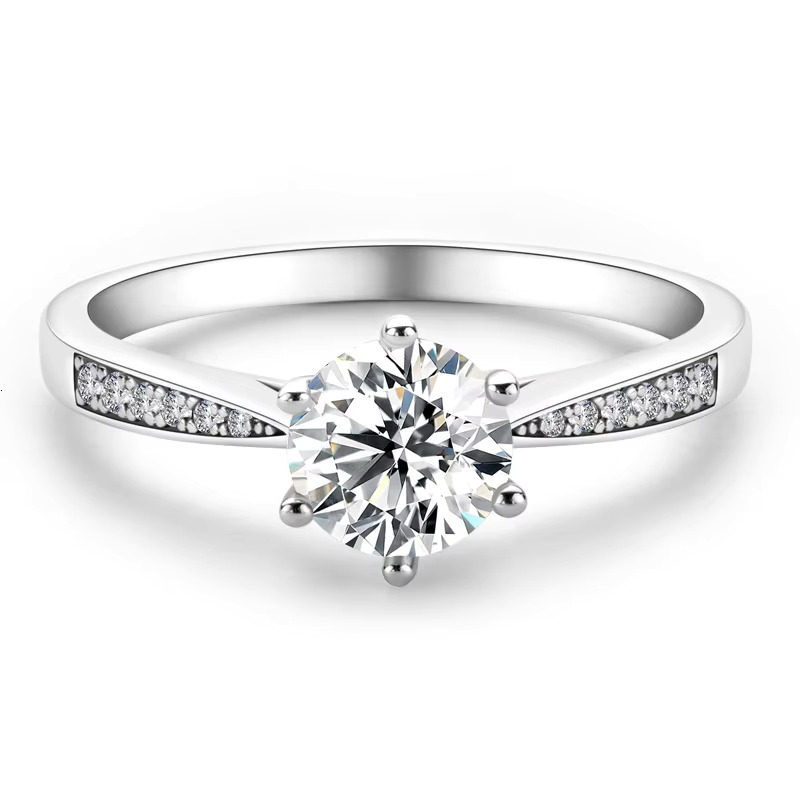 Moissanite Jewelry Lady Wedding Sterg Sier High-grade Sense Temperament Classic Six Claw Ring Wholesale for Woman