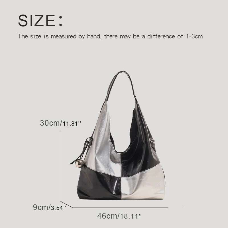 Large Capacity Bags For Women Designer Handbag Purses New In PU Splicing Contrast Color Metal Ball Underarm Shoulder