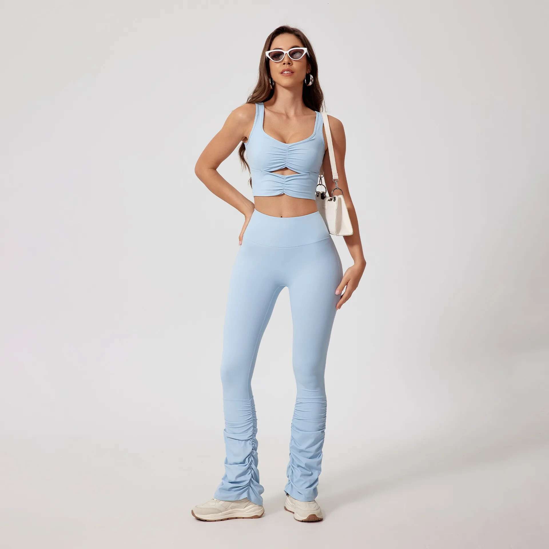 Women Gym Clothing Yoga Sets 2 Pieces Workout Outfits Fiess Pilate Tracksuits High Waist Leggings Sports Bra Athletic Wear