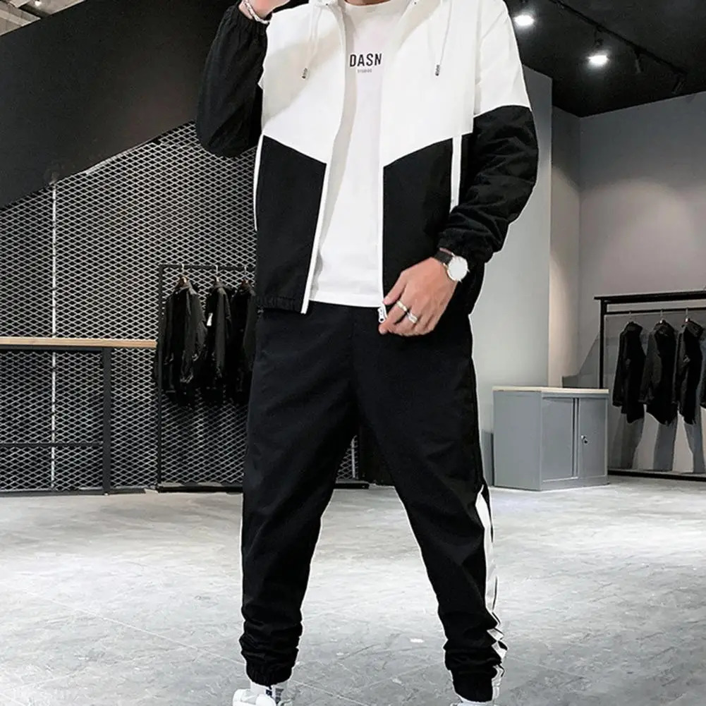 Spring Men Casual Sets Mens Hooded Tracksuit Sportswear JacketsPants 2 Piece Hip Hop Running Sports Suit 3XL 250227
