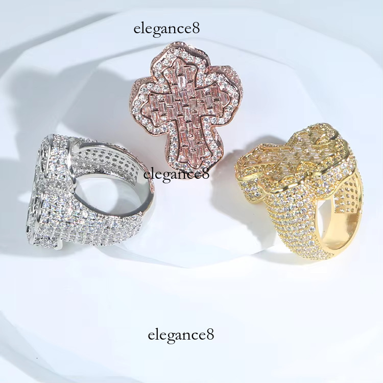 New Boutique Cross Thick Hip Hop Moissanite Men's Ring