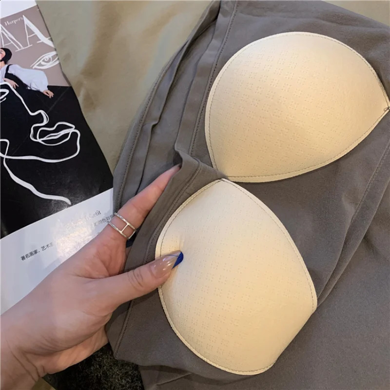 Top Female Sexy Bras Spaghetti Strap Crop Tops Fashion Camisole Wirefree Brassiere Seamless Underwear Top Tank Top 250224