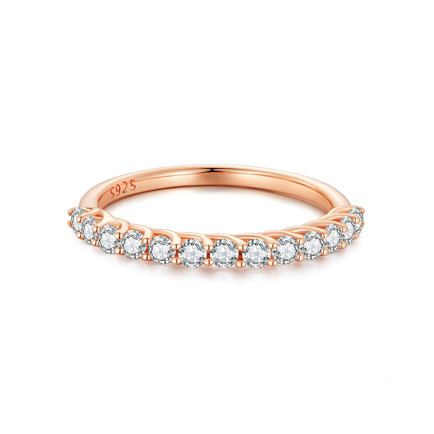 Pure sier Moissanite Rose gold electroplated ring