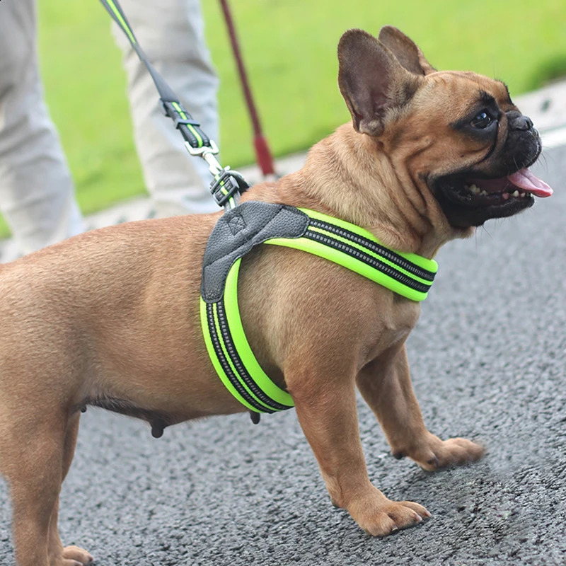 Reflective French Bulldog Pet Harness and Leash Set Cozy Mesh Dog Harnesses for Small Medium Dogs Pets Accessories smycz dla psa 250224