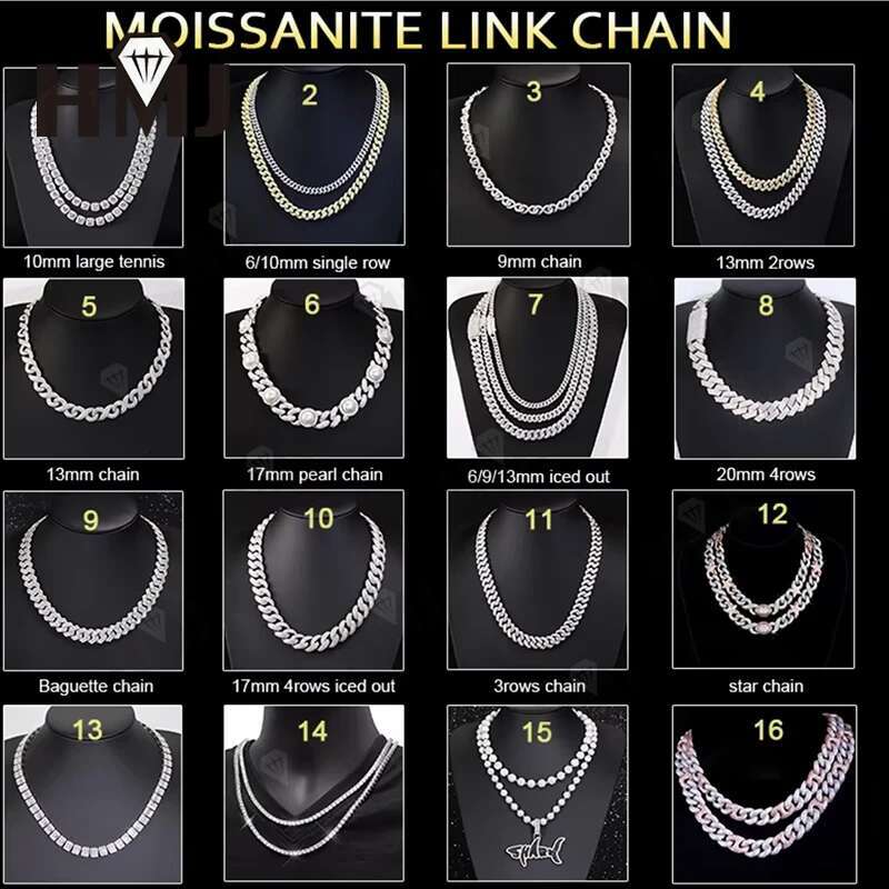 Factory Sale 2-6.5mm Bracelet For Women Sterg Sier Gold Man's Moissanite Tennis Chain Hippop Jewels