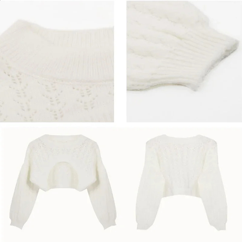 Cutting sweaters for women shrugging shoulders spring fashion hollow Bolero elegant Harajuku cool girls street Knitwear strapless clothing 250225