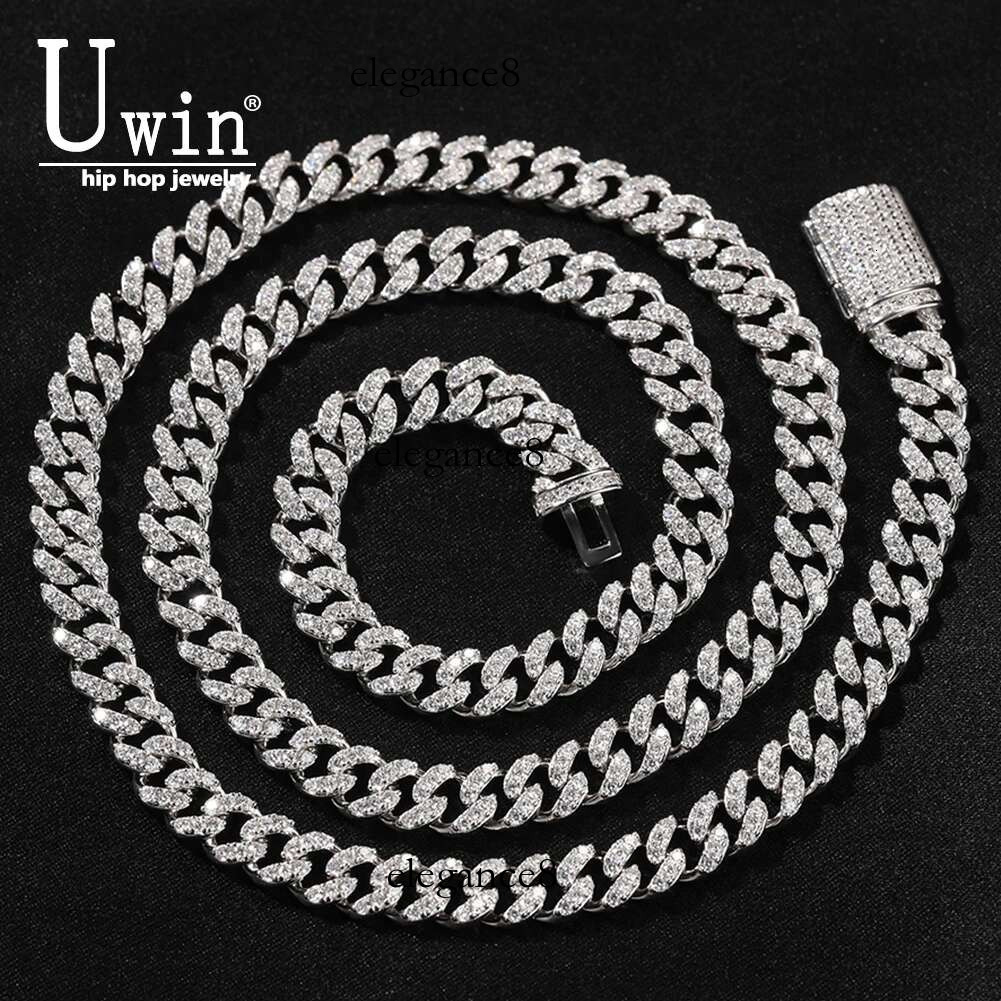 Uwin S Moissanite 6mm Cuban Chain Miami Sterg Sier Necklace for Women Bracelets Dia Tester High Quality Fine Jewelry