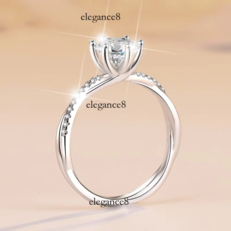 Sier Engagement Rings Platinum Six Claw Inlaid Moissanite Dia Wedding Ring for Women