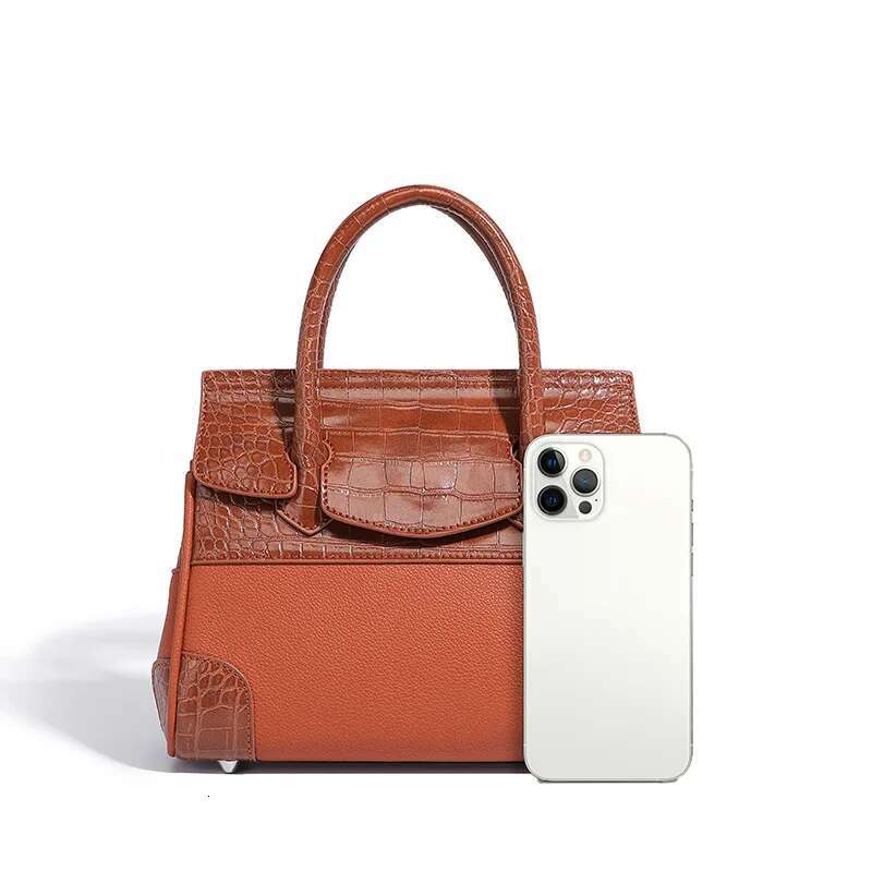 Crocodile Pattern Women's Handbag Designer PU Leather Small Square Tote Stylish Commuter Shoulder Bag Feminina