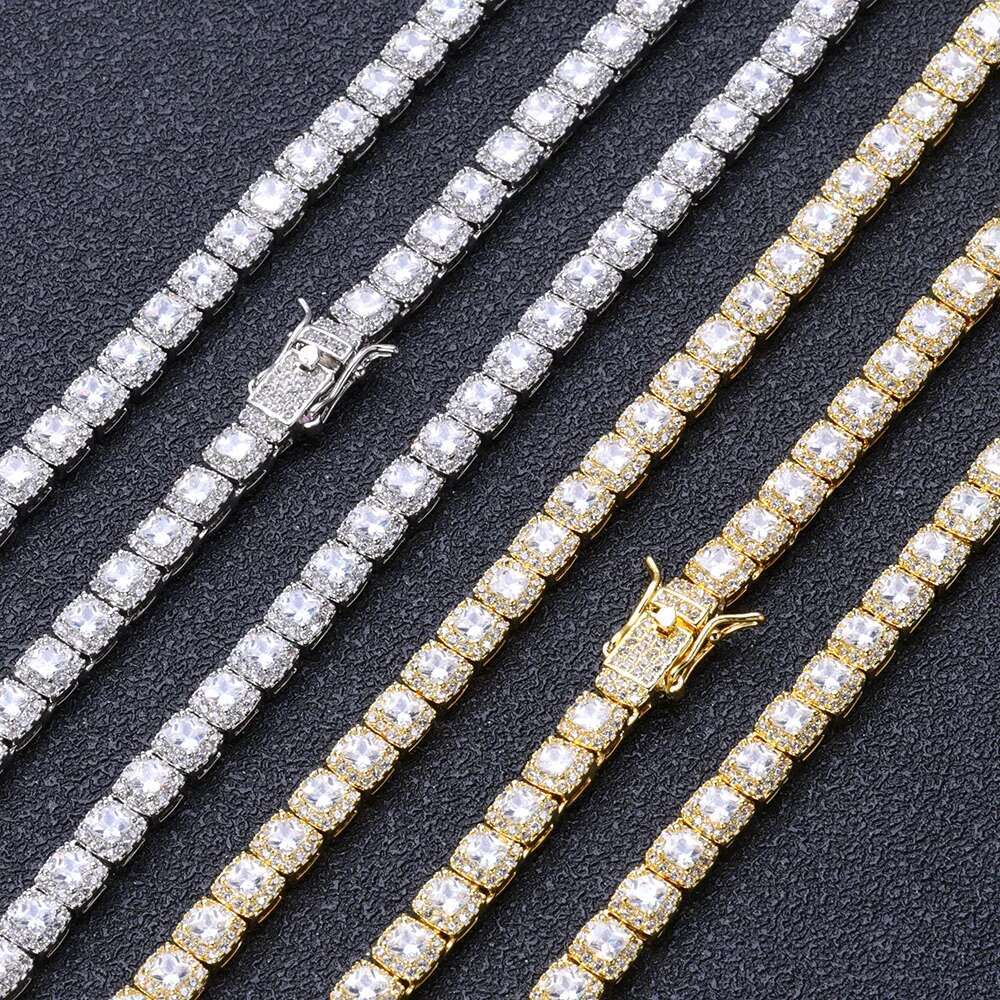 Women's 5mm Full Dia Cuban Hip Hop Rock Sugar Personalized Splicing CZ Bg Tennis Chain Valentine's Day Gift