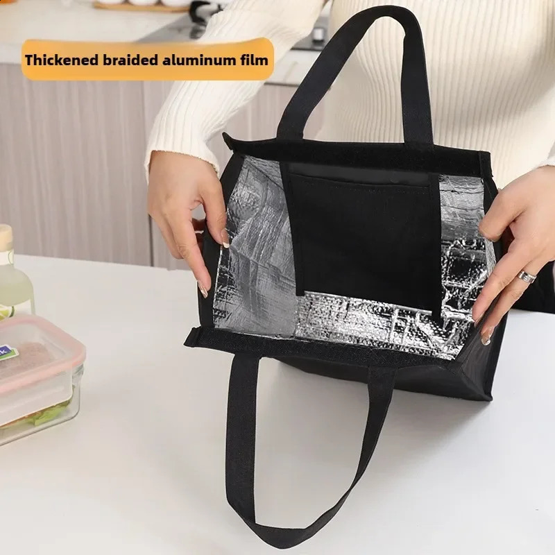 Lunch bag Oxford cloth student portable lunch box large capacity thick insulation bag aluminum foil bento bag 250228